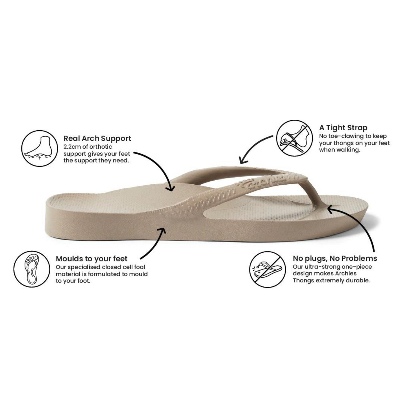 Archies Arch Support Jandals - Taupe