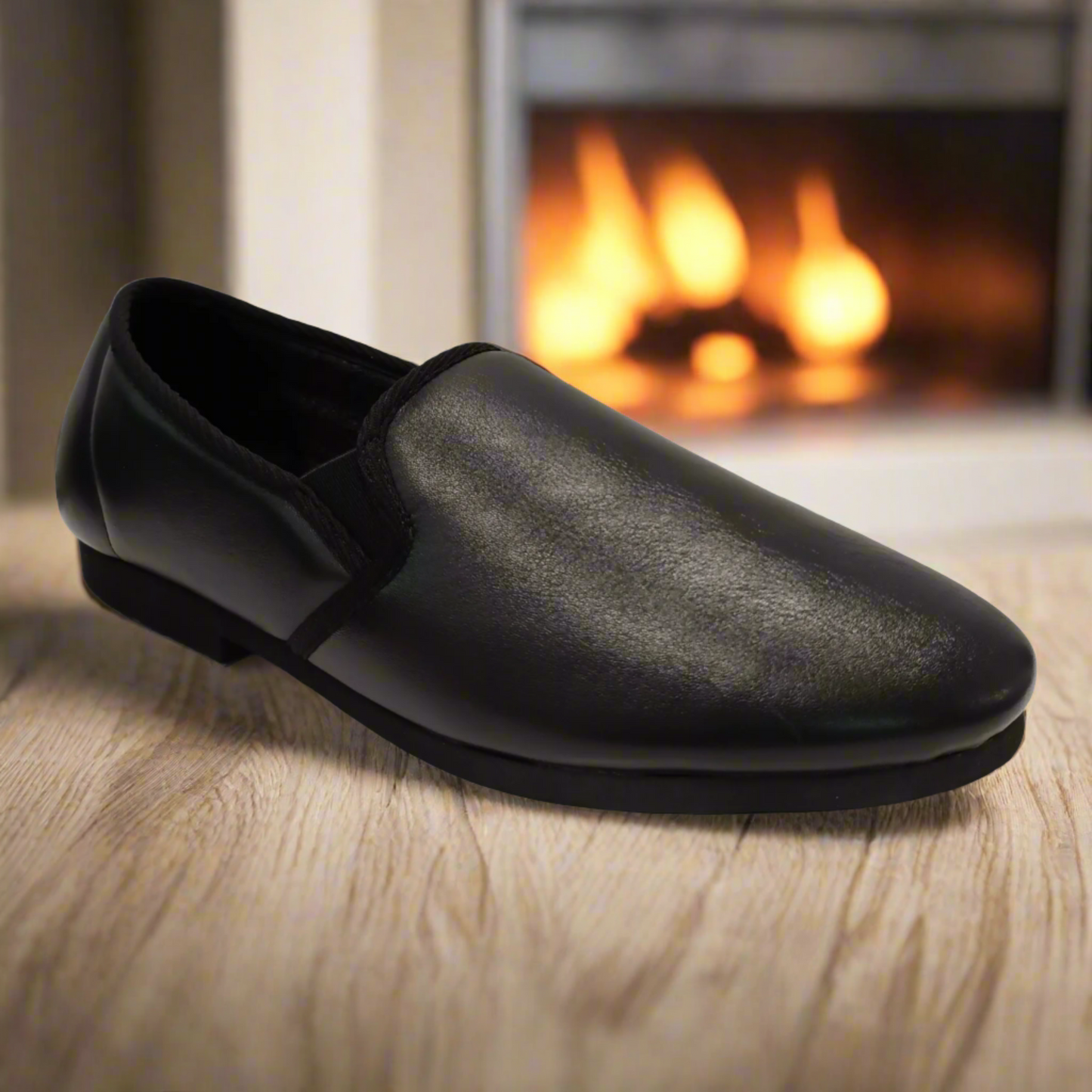 Carlos Leather Slippers - Black