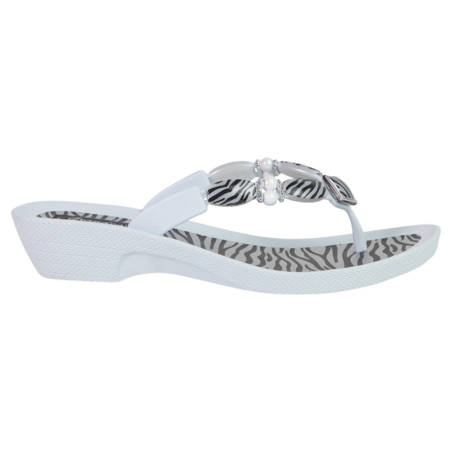 Grandco Zebra Bling Jandals - White