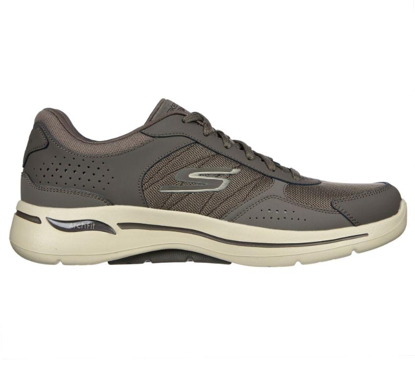 Skechers Mens Go Walk Arch Fit Security Taupe Deejays Shoes
