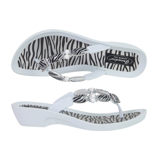 Grandco Zebra Bling Jandals - White